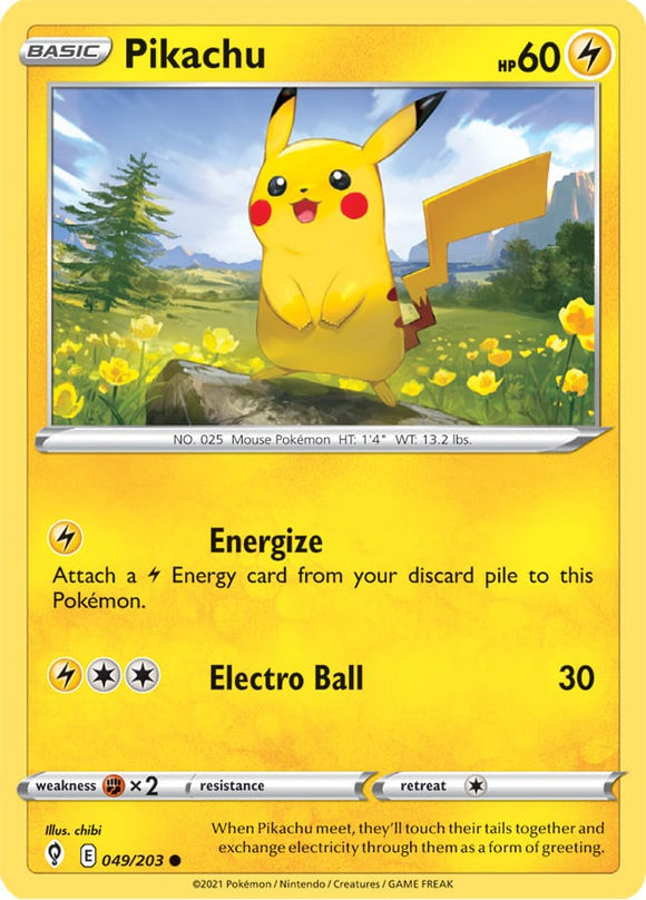 Pikachu 49/203 SWSH Evolving Skies Common Pokemon Card TCG Near Mint