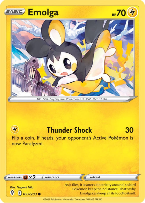 Emolga 57/203 SWSH Evolving Skies Common Pokemon Card TCG Near Mint