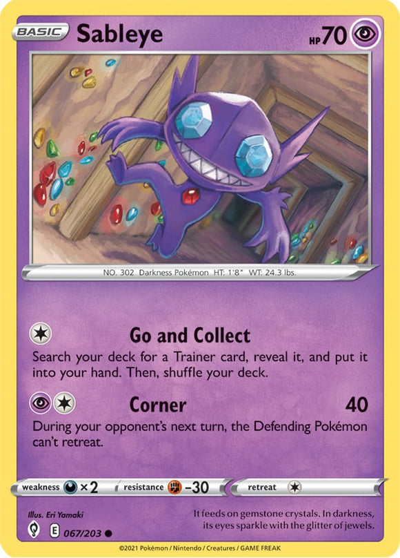 Sableye 67/203 SWSH Evolving Skies Common Pokemon Card TCG Near Mint