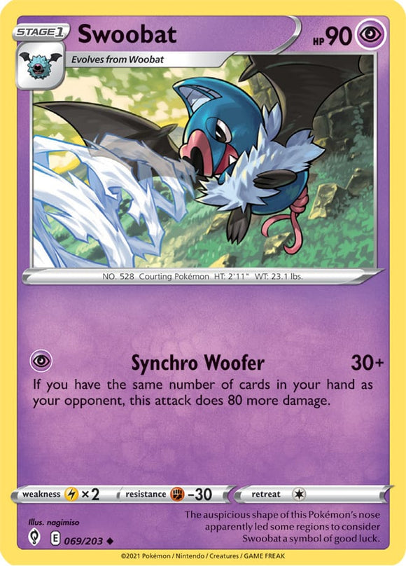 Swoobat 69/203 SWSH Evolving Skies Uncommon Pokemon Card TCG Near Mint