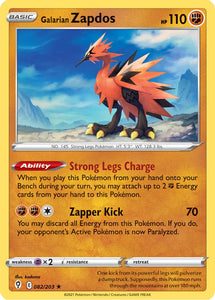 Galarian Zapdos 82/203 SWSH Evolving Skies Holo Rare Pokemon Card TCG Near Mint