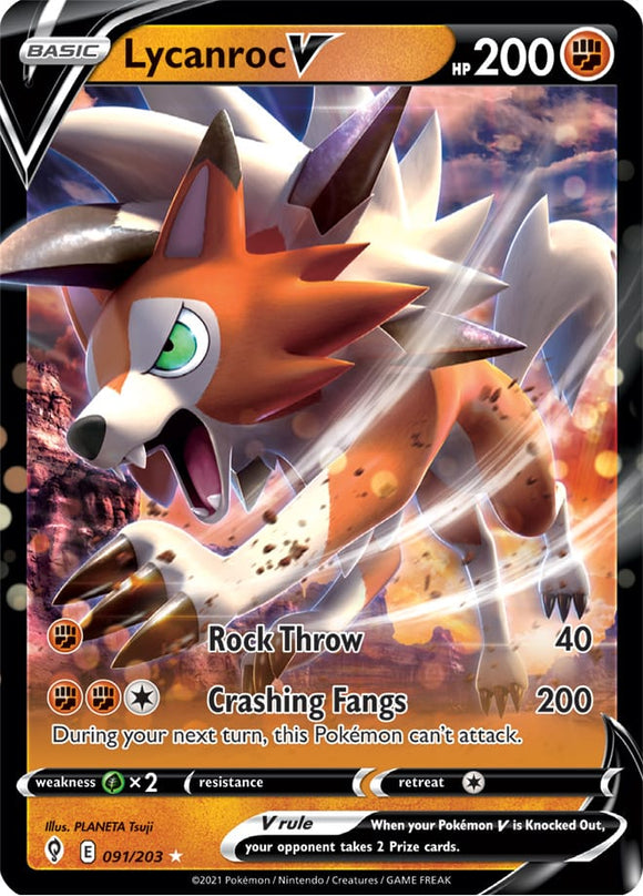 Lycanroc V 91/203 SWSH Evolving Skies Ultra Rare Pokemon Card TCG Near Mint