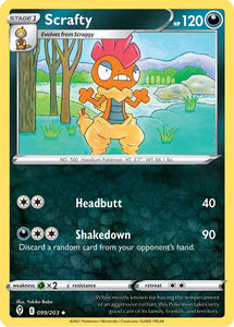 Scrafty 99/203 SWSH Evolving Skies Uncommon Pokemon Card TCG Near Mint