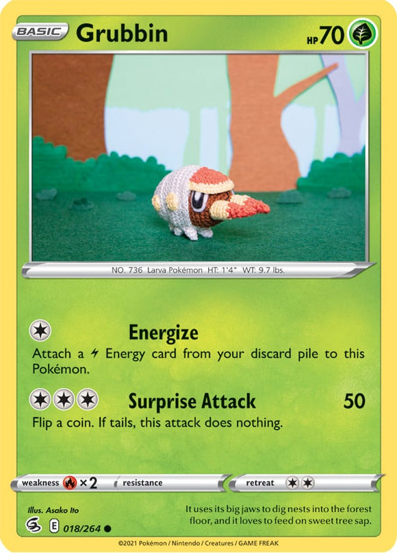 Grubbin 18/264 SWSH Fusion Strike Common Pokemon Card TCG Near Mint