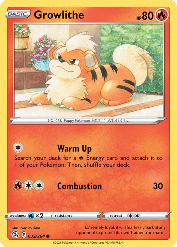 Growlithe 32/264 SWSH Fusion Strike Common Pokemon Card TCG Near Mint