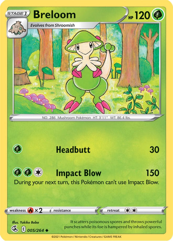 Breloom 5/264 SWSH Fusion Strike Uncommon Pokemon Card TCG Near Mint