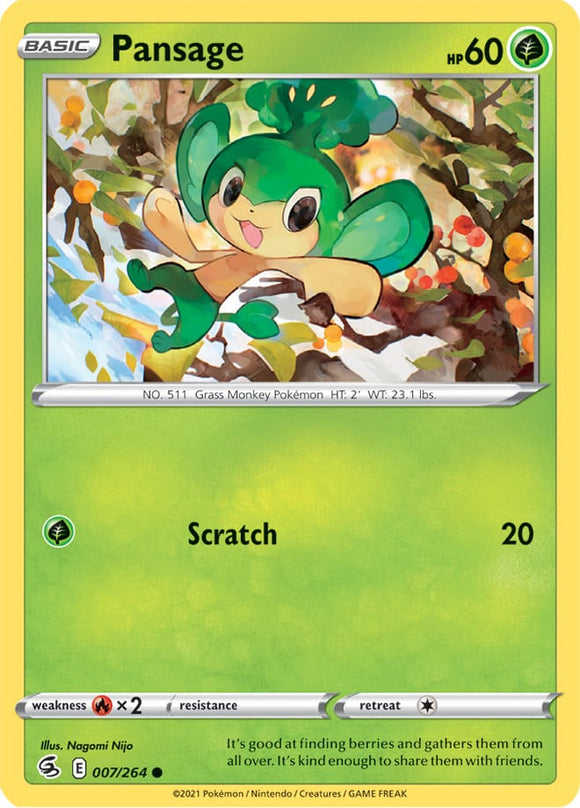 Pansage 7/264 SWSH Fusion Strike Common Pokemon Card TCG Near Mint