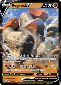 Regirock V 104/202 Sword and Shield Base Set Holo Ultra Rare V/VMax Pokemon Card TCG - Kawaii Collector