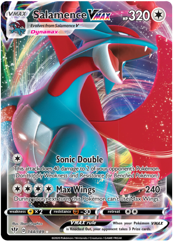 Salamence VMAX 144/189 SWSH Darkness Ablaze Holo Ultra Rare Pokemon Ca Kawaii Collector Salamence VMAX 144/189 SWSH Darkness Ablaze Holo Ultra Rare Pokemon Ca Kawaii Collector