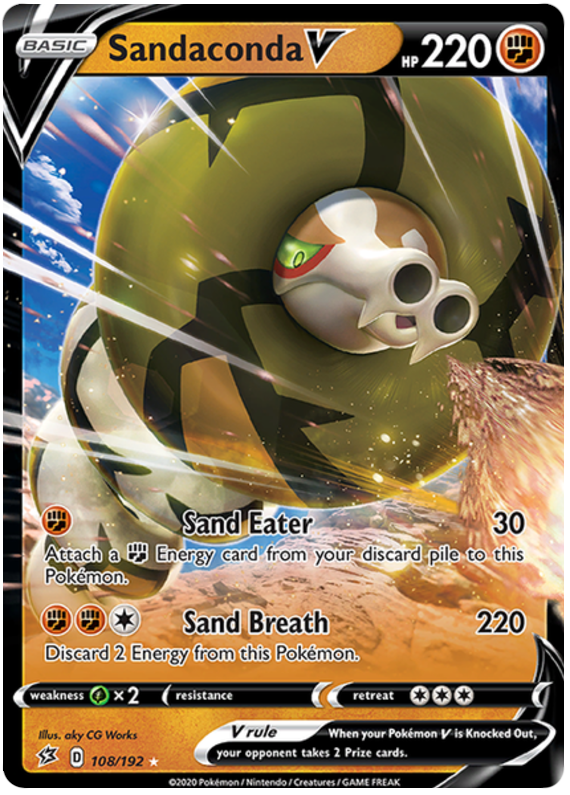 Sandaconda V 108/192 SWSH Rebel Clash Holo Ultra Rare V/VMax Pokemon Card TCG