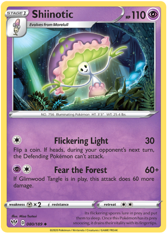 Shiinotic 80/189 SWSH Darkness Ablaze Uncommon Pokemon Card TCG Near Mint