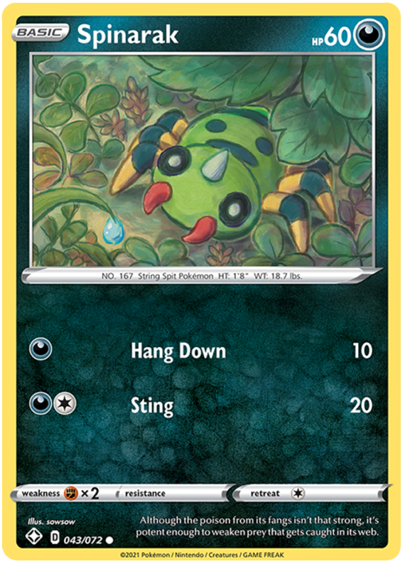 Spinarak 43/72 Shining Fates Common Pokemon Card TCG Near Mint
