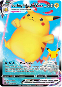 Surfing Pikachu VMAX 9/25 SWSH Celebrations 25th Anniversary Holo Ultra Rare Pokemon Card TCG