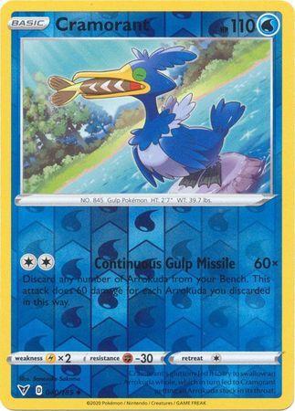 Cramorant 40/185 Vivid Voltage Reverse Holo Uncommon Pokemon Card TCG Near Mint