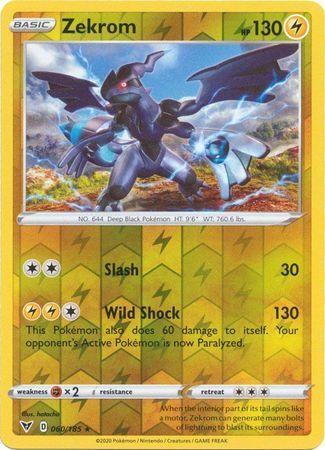 Zekrom 60/185 Vivid Voltage Reverse Holo Rare Pokemon Card TCG Kawaii Collector Zekrom 60/185 Vivid Voltage Reverse Holo Rare Pokemon Card TCG Kawaii Collector