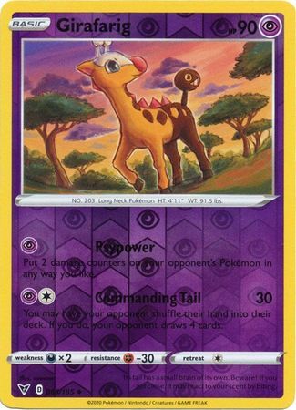 Girafarig 65/185 Vivid Voltage Reverse Holo Uncommon Pokemon Card TCG Near Mint 