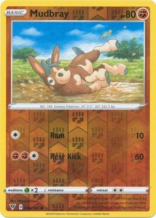 Mudbray 96/185 Vivid Voltage Reverse Holo Common Pokemon Card TCG Near Mint