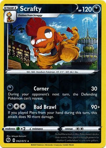 Scrafty 42/73 SWSH Champion's Path Reverse Holo Rare Pokemon Card TCG Near Mint