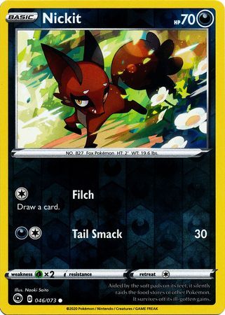 Nickit 46/73 Champion's Path Reverse Holo Common Pokemon Card TCG Near Mint