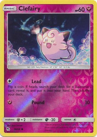 Clefairy 38/68 SM Hidden Fates Reverse Holo Common Pokemon Card TCG - Kawaii Collector