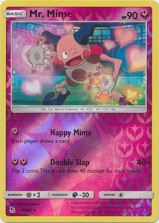 Mr. Mime 43/68 SM Hidden Fates Reverse Holo Rare Pokemon Card TCG - Kawaii Collector