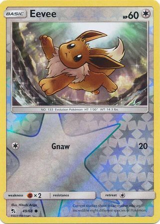 Eevee 49/68 SM Hidden Fates Reverse Holo Common Pokemon Card TCG Kawaii Collector Eevee 49/68 SM Hidden Fates Reverse Holo Common Pokemon Card TCG Kawaii Collector