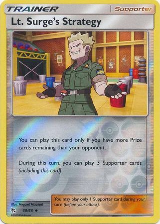 Lt. Surge's Strategy 60/68 SM Hidden Fates Reverse Holo Uncommon Trainer Pokemon Card TCG - Kawaii Collector