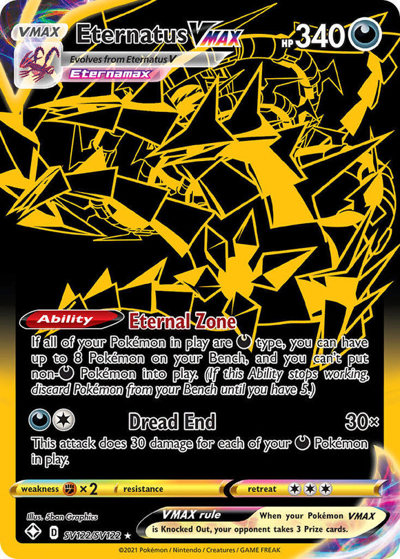 Eternatus VMAX SV122/SV122 SWSH Shining Fates Shiny Vault Full Art Pokemon Card TCG Near Mint 