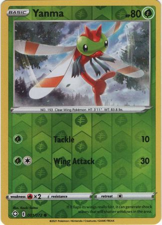 Yanma 1/72 Shining Fates Reverse Holo Common Pokemon Card TCG Kawaii Collector Yanma 1/72 Shining Fates Reverse Holo Common Pokemon Card TCG Kawaii Collector