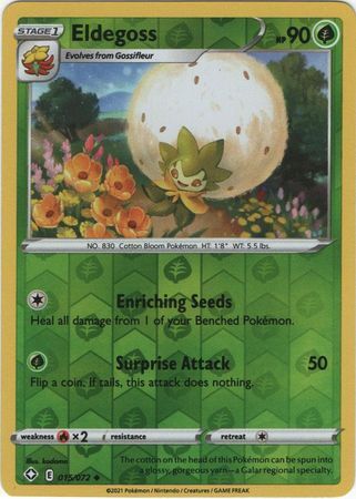 Eldegoss 15/72 Shining Fates Reverse Holo Uncommon Pokemon Card TCG Near Mint 