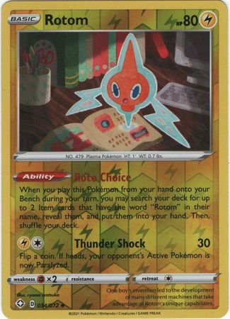 Rotom 34/72 Shining Fates Reverse Holo Uncommon Pokemon Card TCG Near Mint 