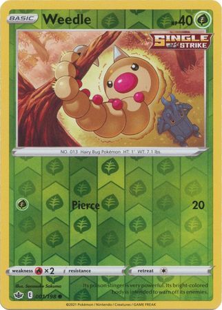 Weedle 1/198 SWSH Chilling Reign Reverse Holo Common Pokemon Card TCG Near Mint