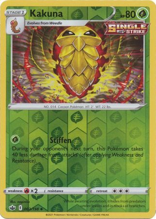 Kakuna 2/198 SWSH Chilling Reign Reverse Holo Uncommon Pokemon Card TCG Near Mint 