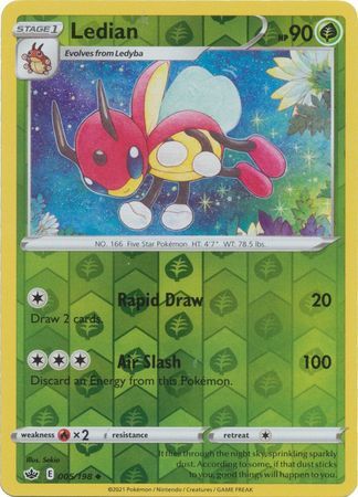 Ledian 5/198 SWSH Chilling Reign Reverse Holo Uncommon Pokemon Card TCG Near Mint 