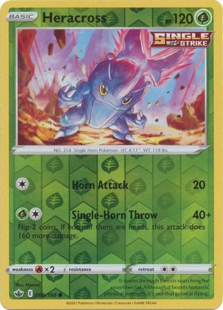 Heracross 6/198 SWSH Chilling Reign Reverse Holo Common Pokemon Card TCG Near Mint