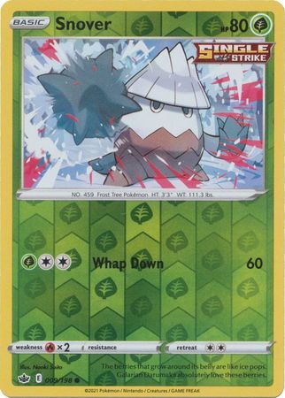 Snover 9/198 SWSH Chilling Reign Reverse Holo Common Pokemon Card TCG Near Mint