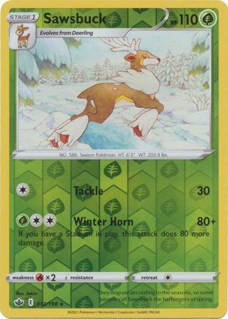 Sawsbuck 12/198 SWSH Chilling Reign Reverse Holo Rare Pokemon Card TCG Near Mint