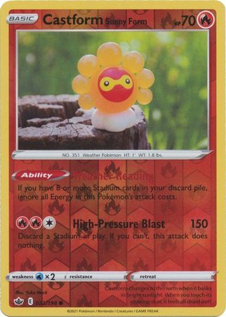 Castform Sunny Form 22/198 SWSH Chilling Reign Reverse Holo Common Pokemon Card TCG Near Mint