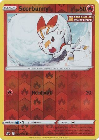 Scorbunny 26/198 SWSH Chilling Reign Reverse Holo Common Pokemon Card TCG Near Mint