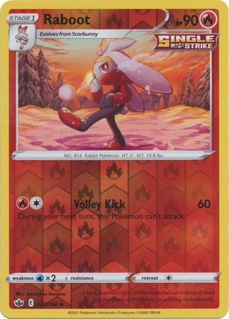 Raboot 27/198 SWSH Chilling Reign Reverse Holo Uncommon Pokemon Card TCG Near Mint 