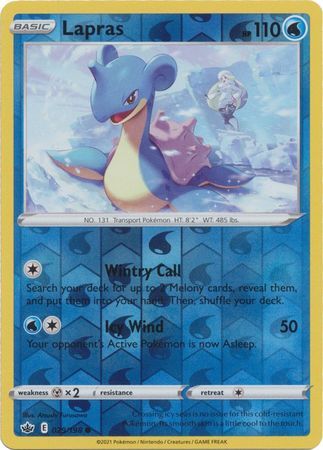 Lapras 29/198 SWSH Chilling Reign Reverse Holo Common Pokemon Card TCG Near Mint