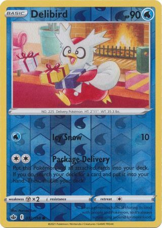 Delibird 32/198 SWSH Chilling Reign Reverse Holo Common Pokemon Card TCG Near Mint