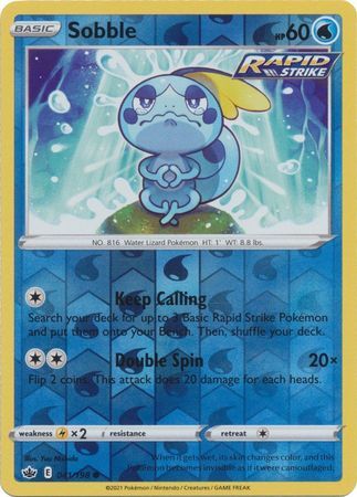 Sobble 41/198 SWSH Chilling Reign Reverse Holo Common Pokemon Card TCG Near Mint
