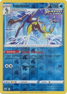 Inteleon 43/198 SWSH Chilling Reign Reverse Holo Rare Pokemon Card TCG Near Mint