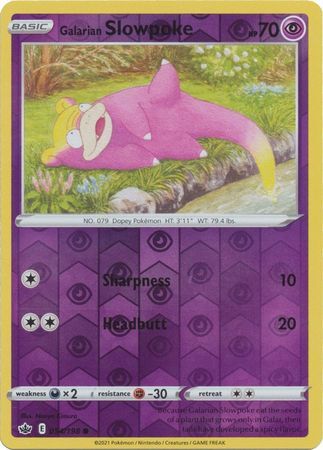 Galarian Slowpoke 54/198 SWSH Chilling Reign Reverse Holo Common Pokemon Card TCG Near Mint