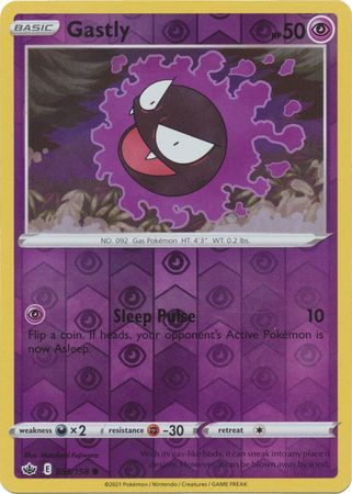 Gastly 55/198 SWSH Chilling Reign Reverse Holo Common Pokemon Card TCG Near Mint