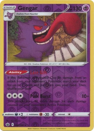 Gengar 57/198 SWSH Chilling Reign Reverse Holo Rare Pokemon Card TCG Near Mint