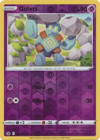 Golett 65/198 SWSH Chilling Reign Reverse Holo Common Pokemon Card TCG Near Mint
