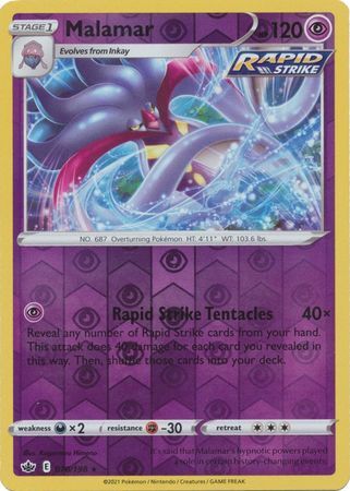 Malamar 70/198 SWSH Chilling Reign Reverse Holo Rare Pokemon Card TCG Near Mint