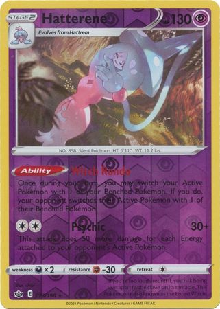 Hatterene 73/198 SWSH Chilling Reign Reverse Holo Rare Pokemon Card TCG Near Mint